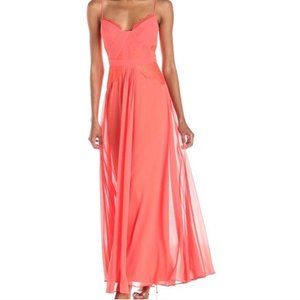 BCBG Antonea Lace Trim Pleated Gown in Coral Size 4 - Never Worn